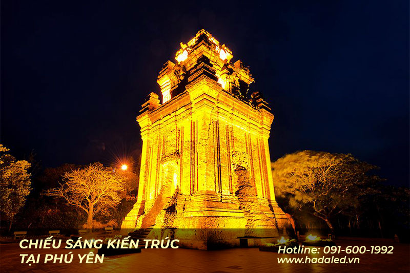 Thi Công Đèn Led Trang Trí Tòa Nhà Tại Miền Trung 19 Chieu sang Thap Nhan bang den Led Phu Yen
