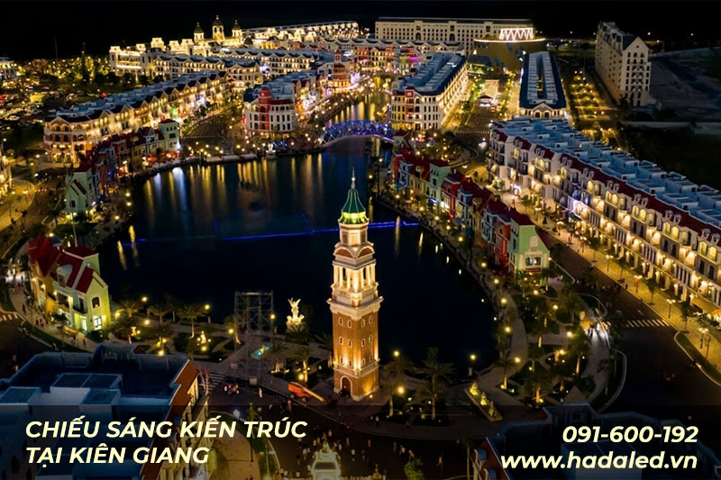 Đèn Led chiếu sáng mặt dựng công trình kiến trúc tại Kiên Giang