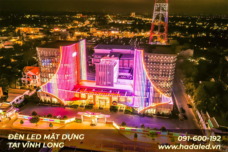 Đèn Led trang trí mặt dựng Đài truyền hình Vĩnh Long