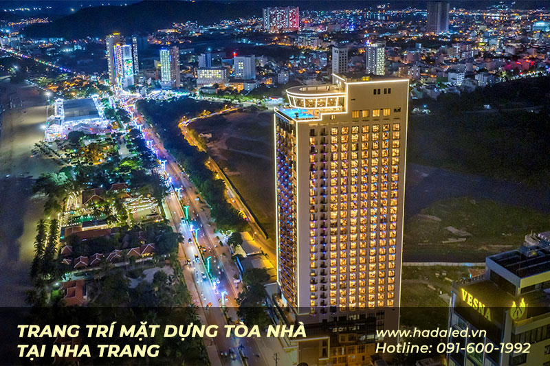 Thi Công Đèn Led Trang Trí Tòa Nhà Tại Miền Trung 20 Led trang tri toa nha khach san Marvella Nha Trang